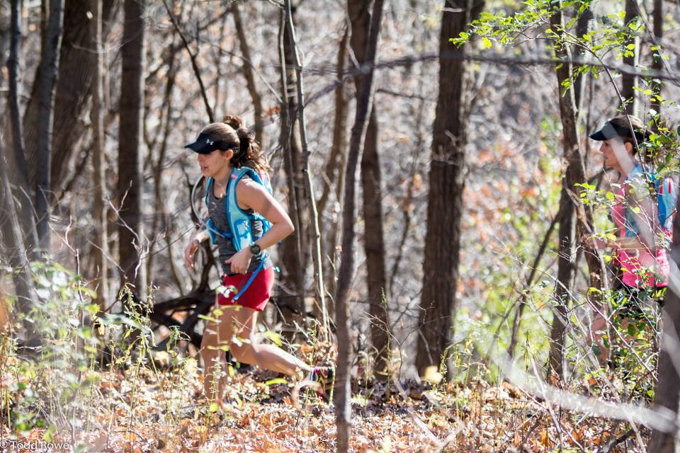 Runners in the woods